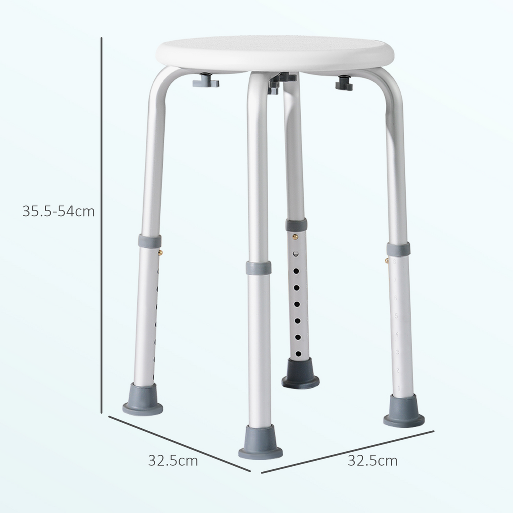 Bath / Shower Stool, Adjustable Height - Black - Max 136kg