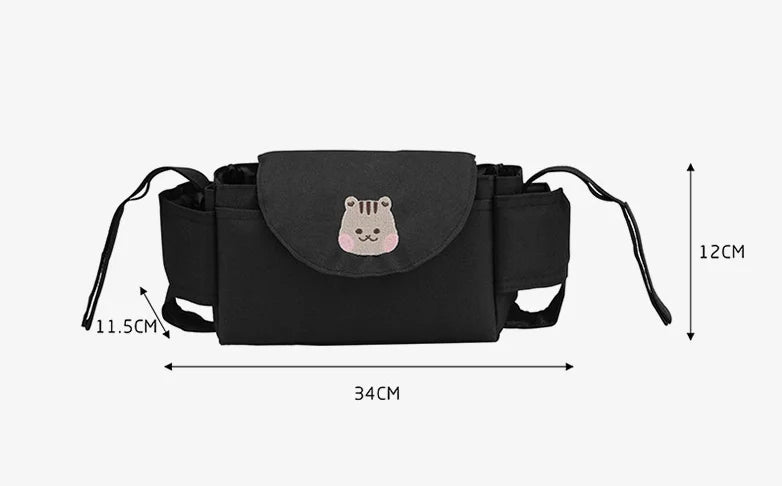 Pushchair Organiser Bag - Black with Bear