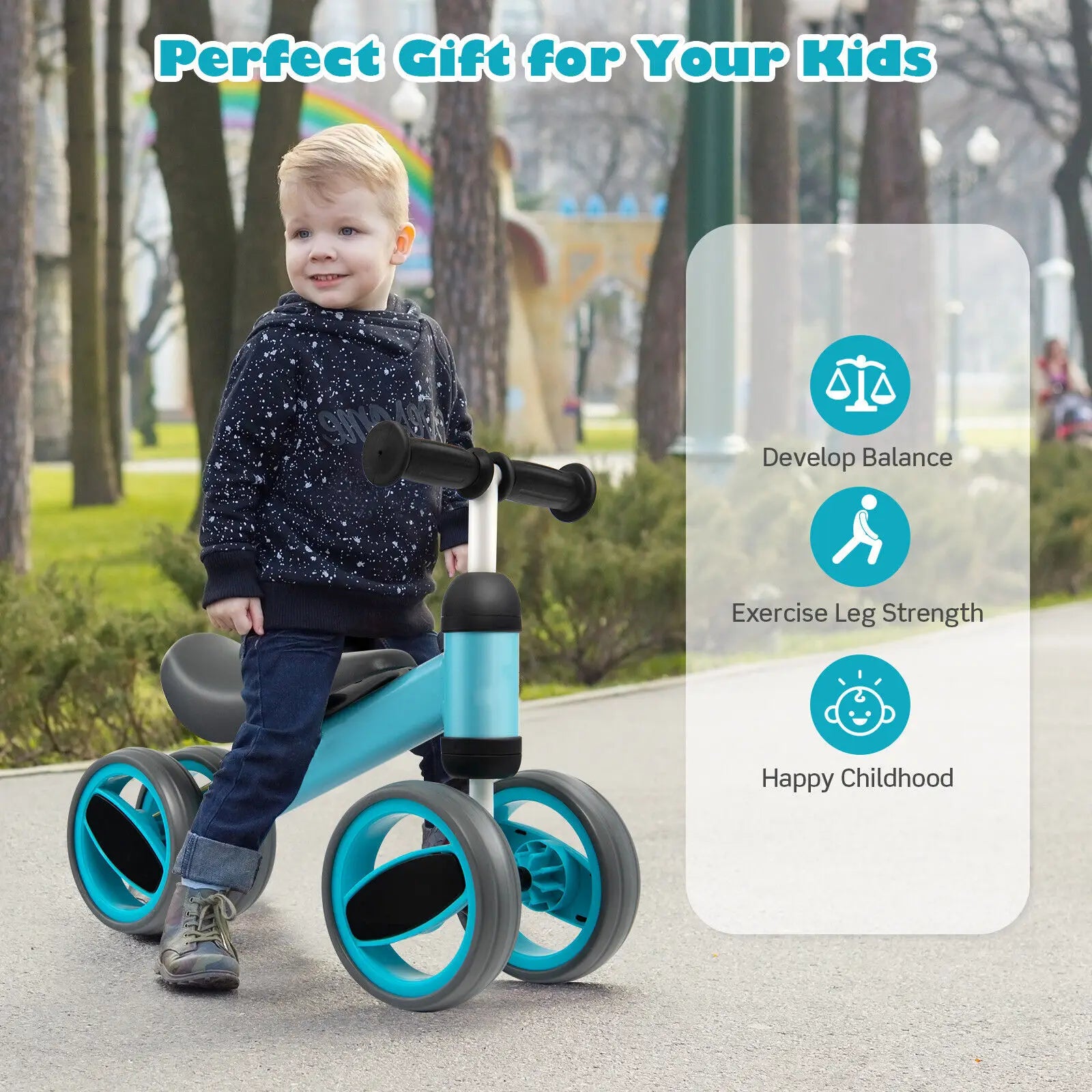 Baby Balance Bike with 4 Wheels