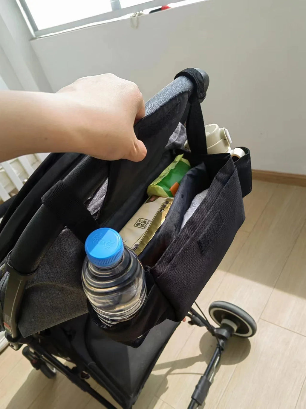 Pushchair Organiser Bag - Black with Bear