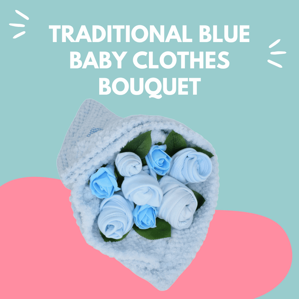 Say It Baby - Traditional Baby Blues Clothes Bouquet Gift