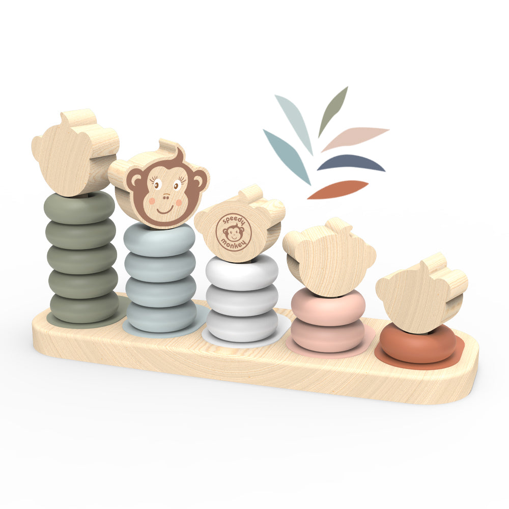 Speedy Monkey Wooden Family Stacking Toy