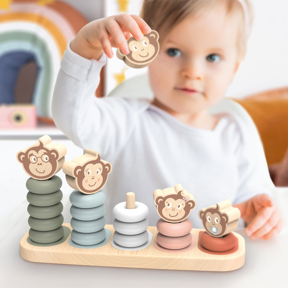 Speedy Monkey Wooden Family Stacking Toy