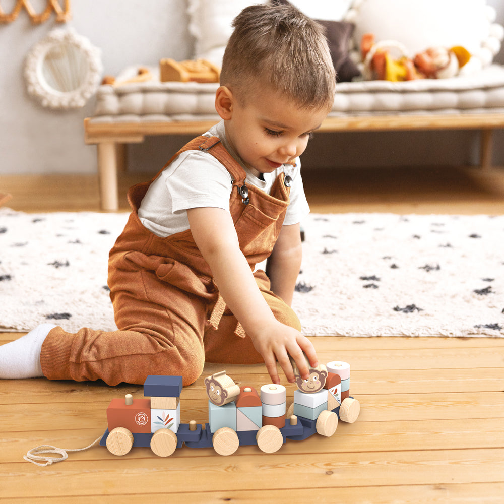 Speedy Monkey Wooden Train Stacker