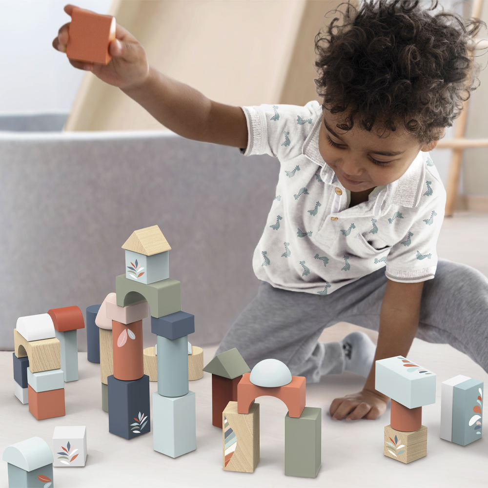Speedy Monkey Wooden Building Blocks with Shape Sorter - 50 Pieces