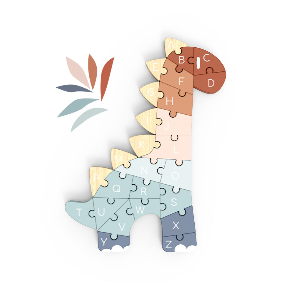 Speedy Monkey Wooden ABC Dino Puzzle