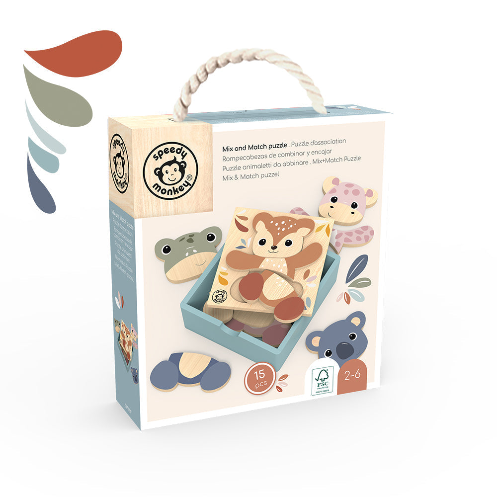 Speedy Monkey Wooden Mix n Match Dress Up Puzzle