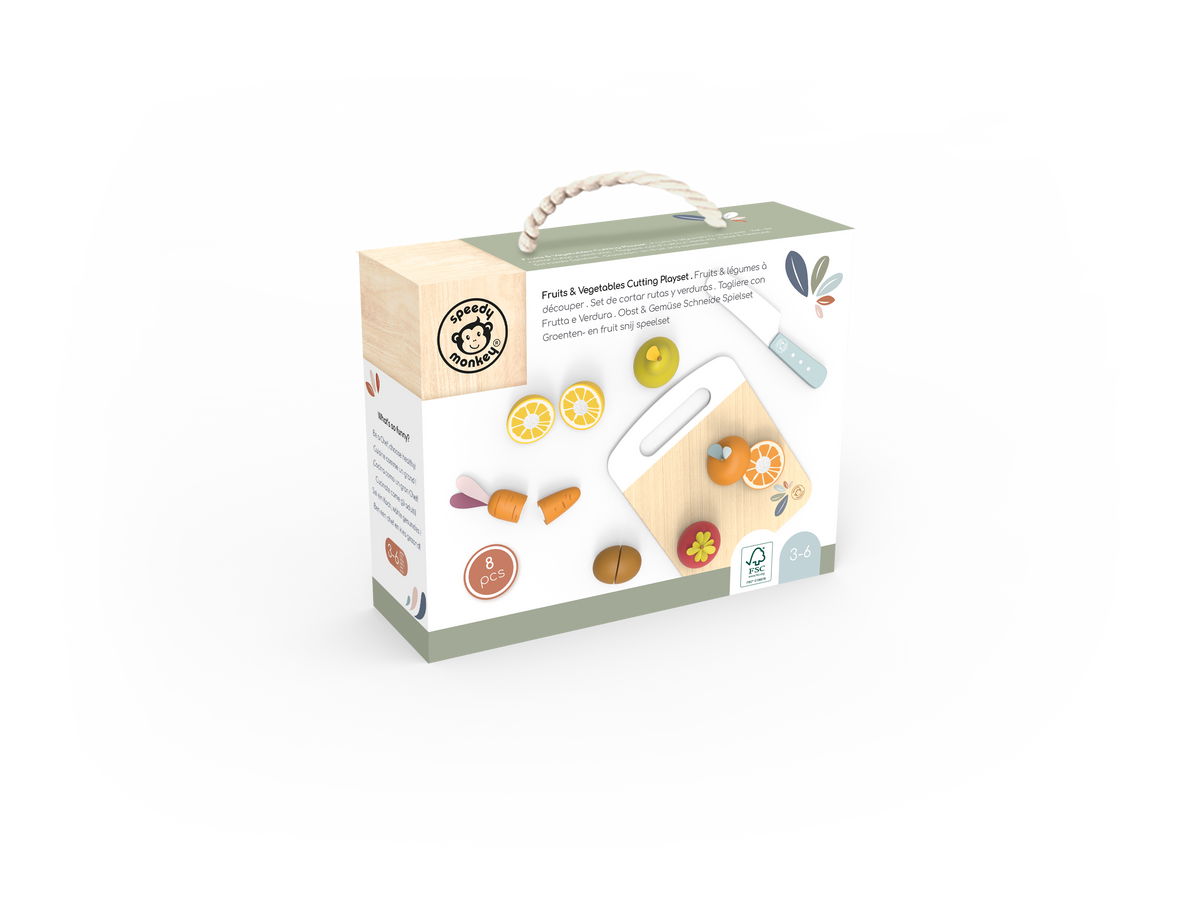 Speedy Monkey Wooden Fruit & Vegetable Cutting Playset