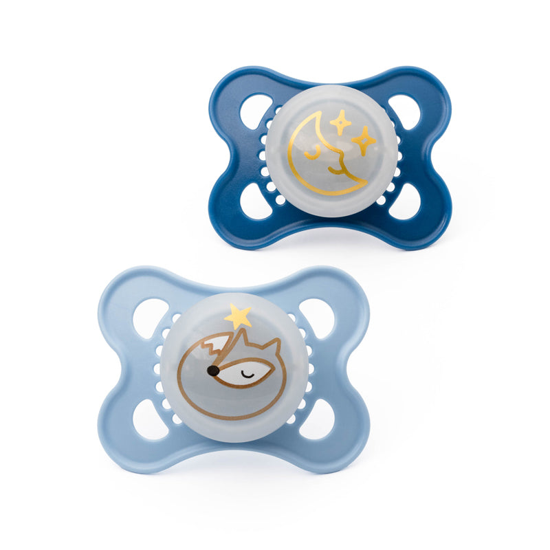 MAM Night Soother Blue - 0-6m - 2 Pack