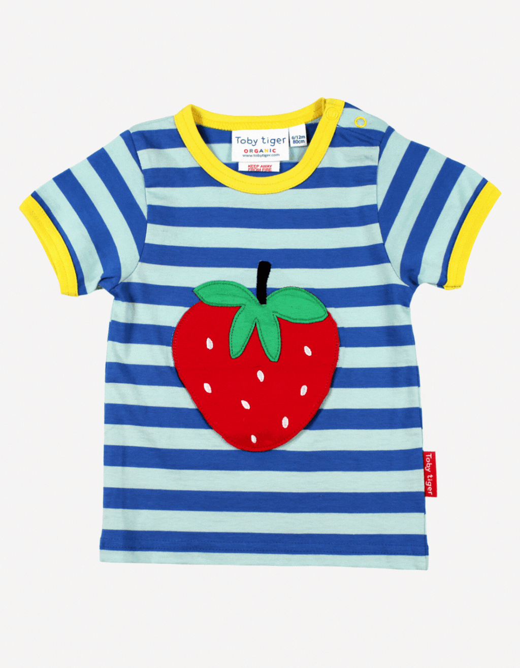 Toby Tiger Organic Applique Short-Sleeved T-Shirt - Strawberry