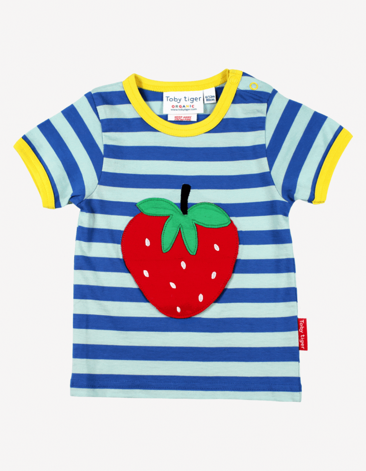 Toby Tiger Organic Applique Short-Sleeved T-Shirt - Strawberry