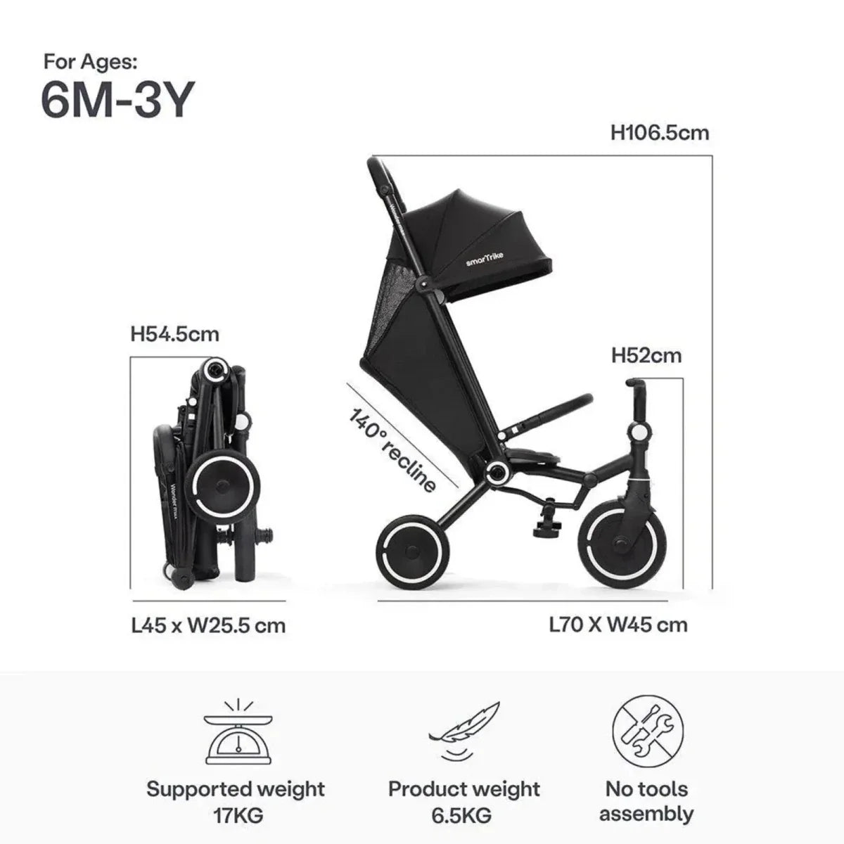 smarTrike Wonder Max Trike - Jet Black