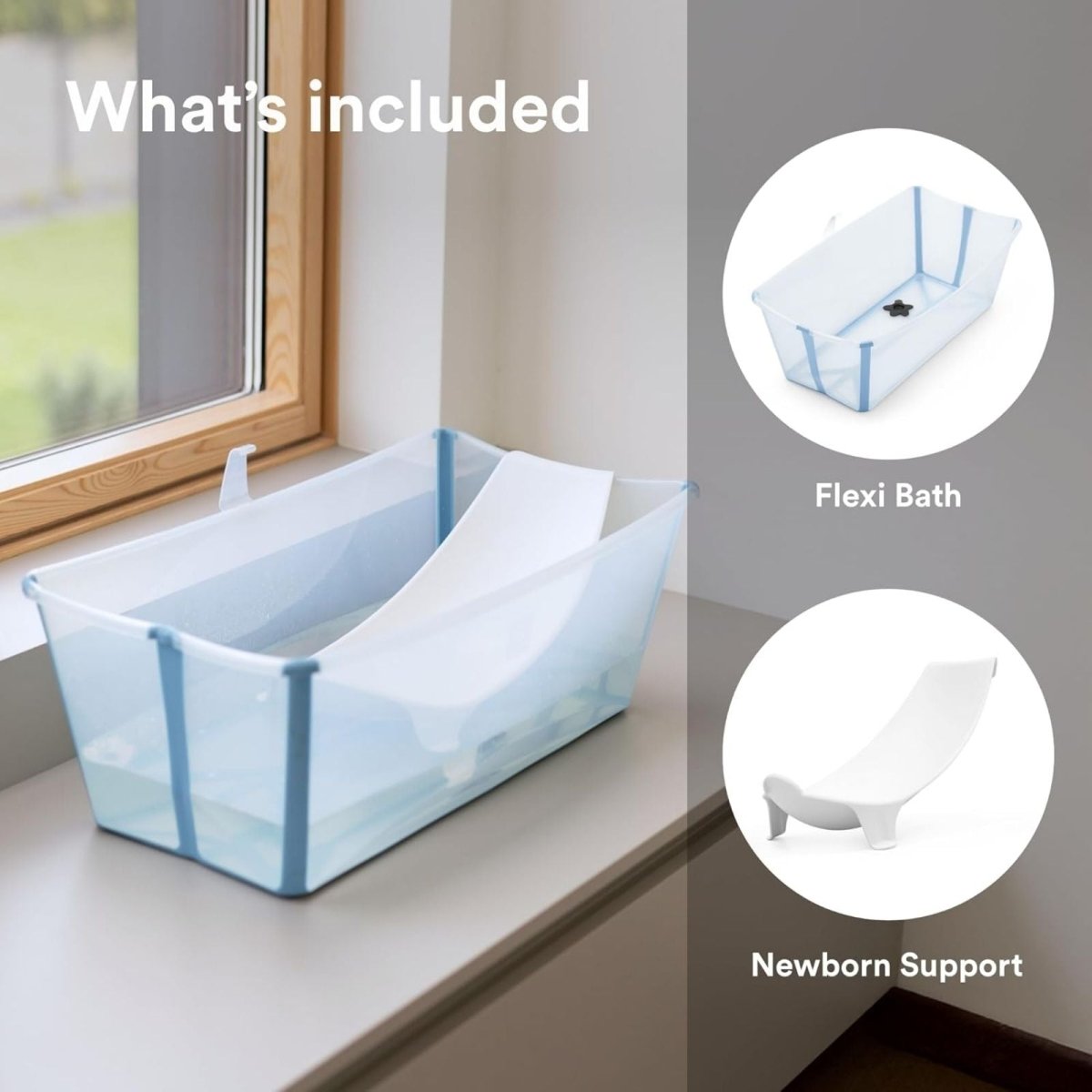 Stokke Flexi Bath Baby Bath & Flexi Bath Newborn Support Bundle - Ocean Blue