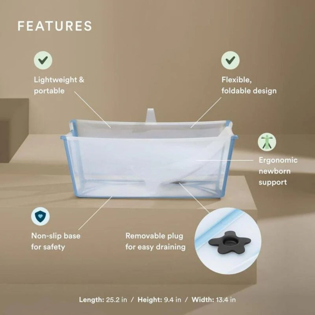 Stokke Flexi Bath Baby Bath & Flexi Bath Newborn Support Bundle - Ocean Blue