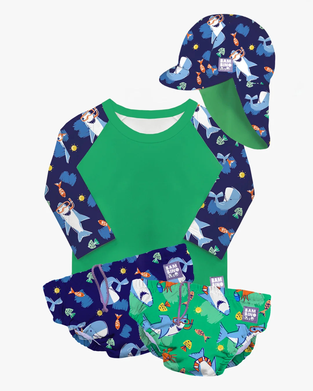 Reusable Swimming 4 Piece Set - 2 Nappies, Swim Vest & Hat