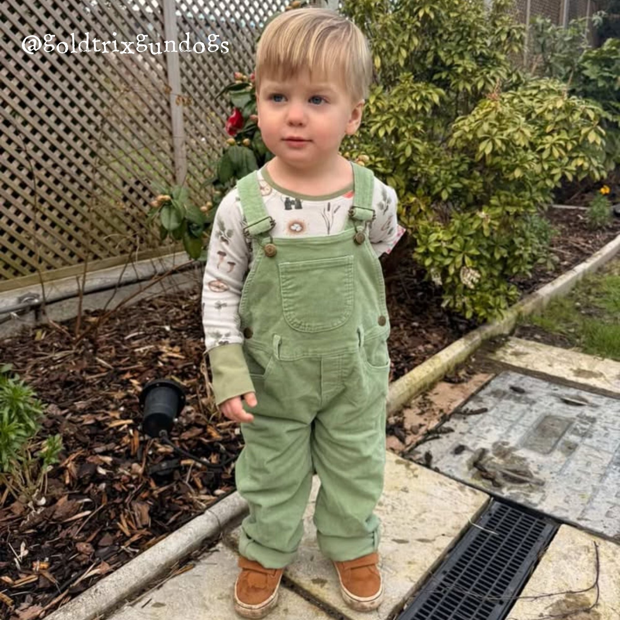 Dotty Dungarees Corduroy Dungarees - Sage