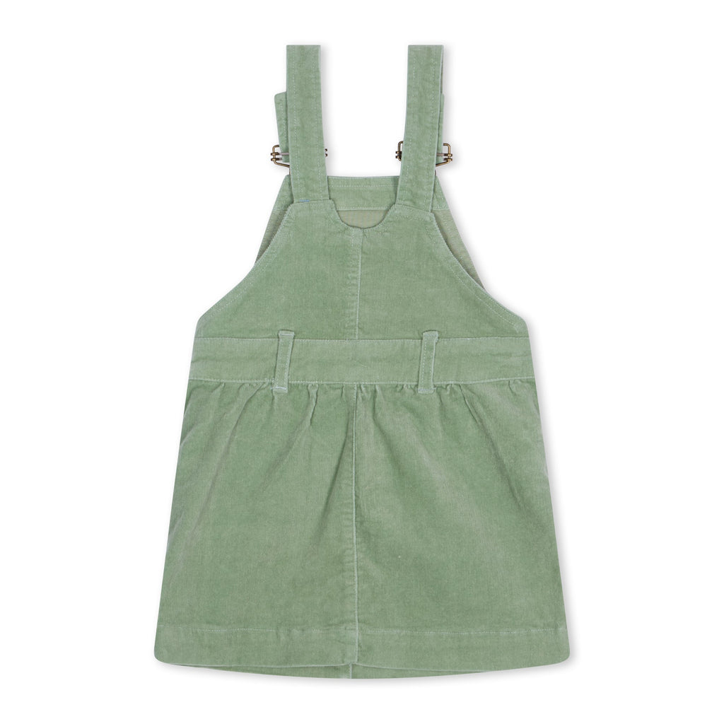 Dotty Dungarees Corduroy Dress - Sage Green