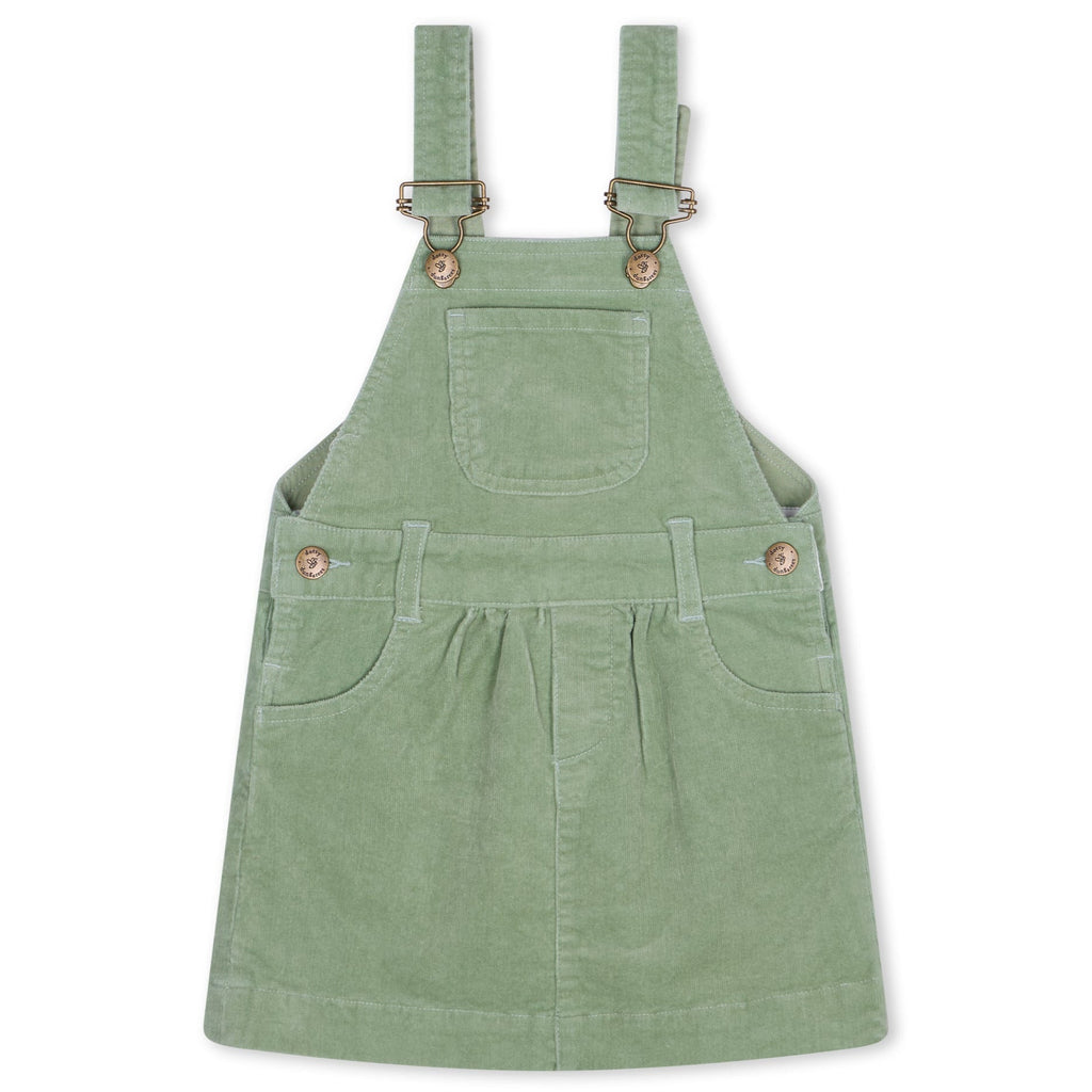 Dotty Dungarees Corduroy Dress - Sage Green