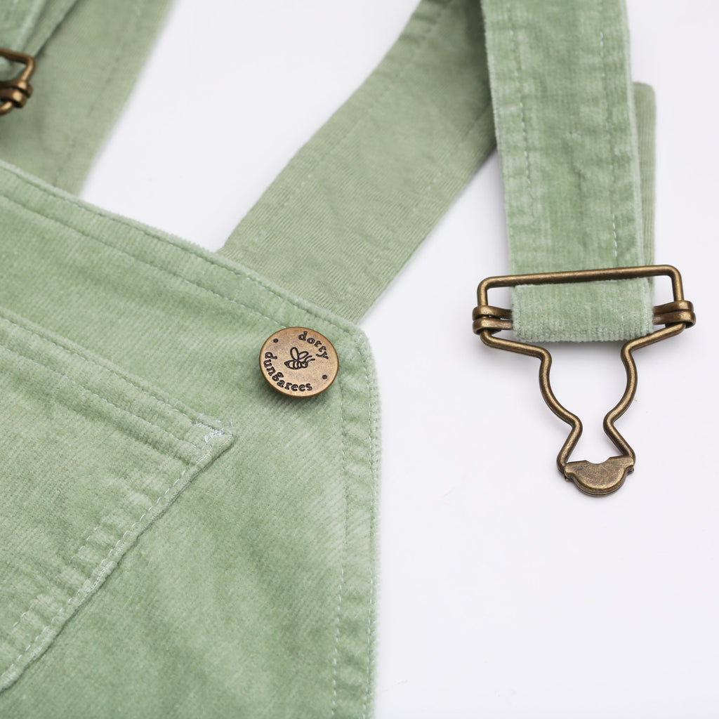 Dotty Dungarees Corduroy Dungarees - Sage