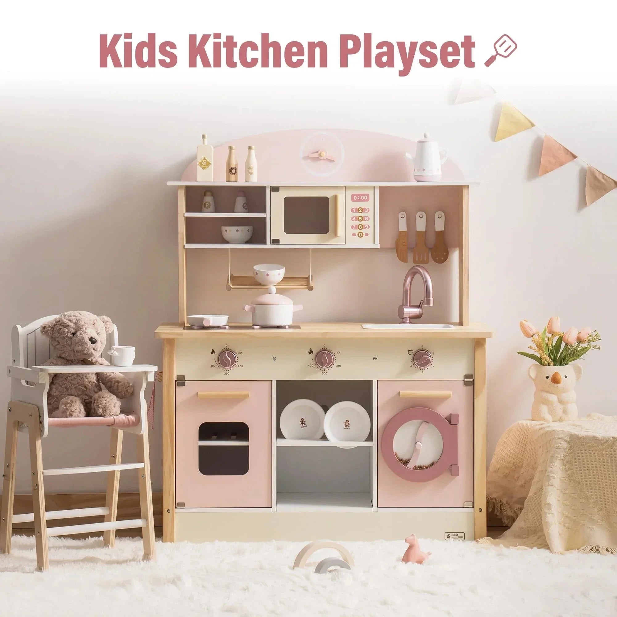 Little Kitchen - Wooden Play Kitchen with Washing Machine