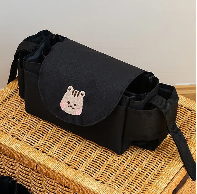 Pushchair Organiser Bag - Black with Bear