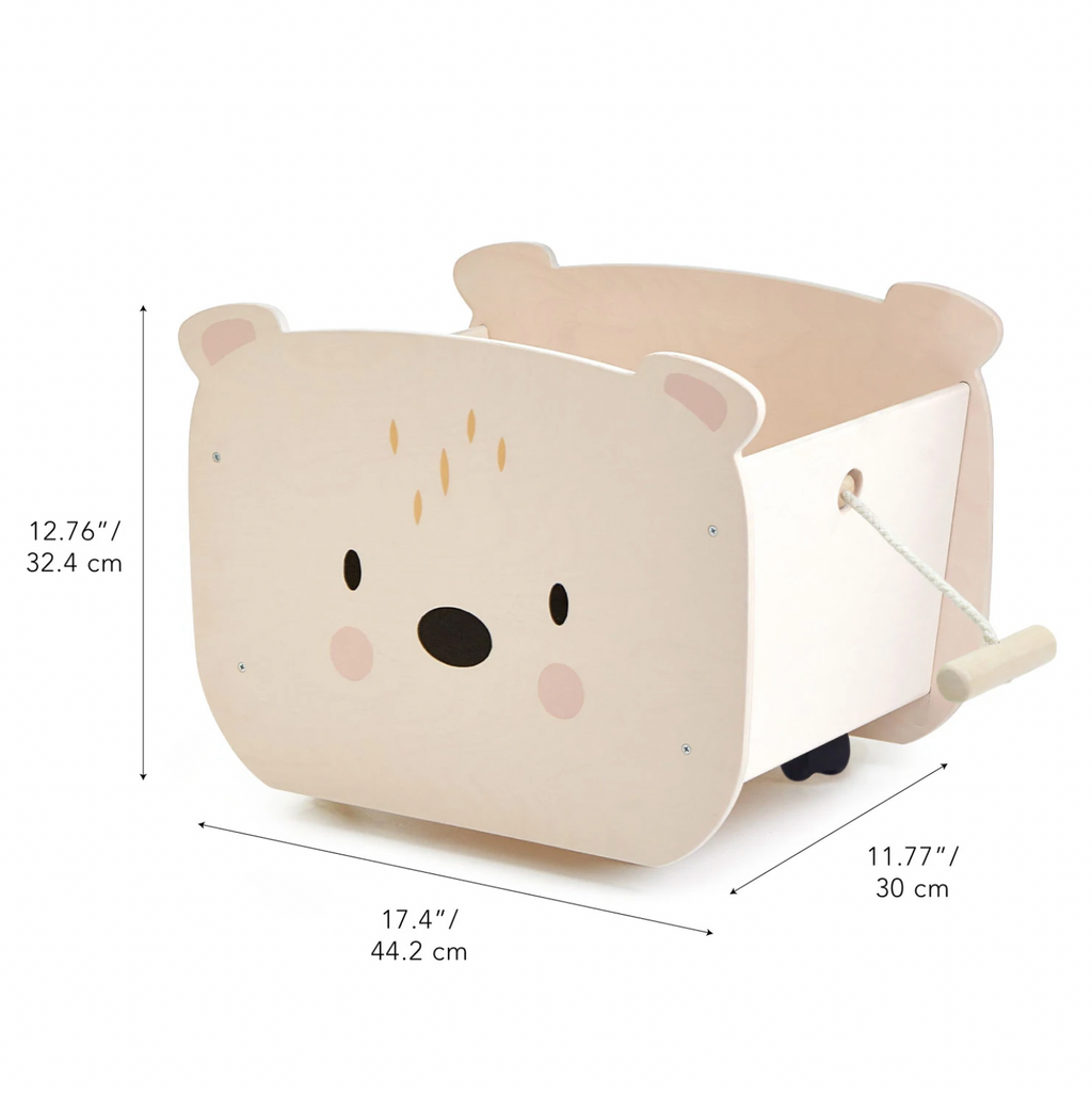 Tender Leaf Toys Wooden Pull Along Bear Cart