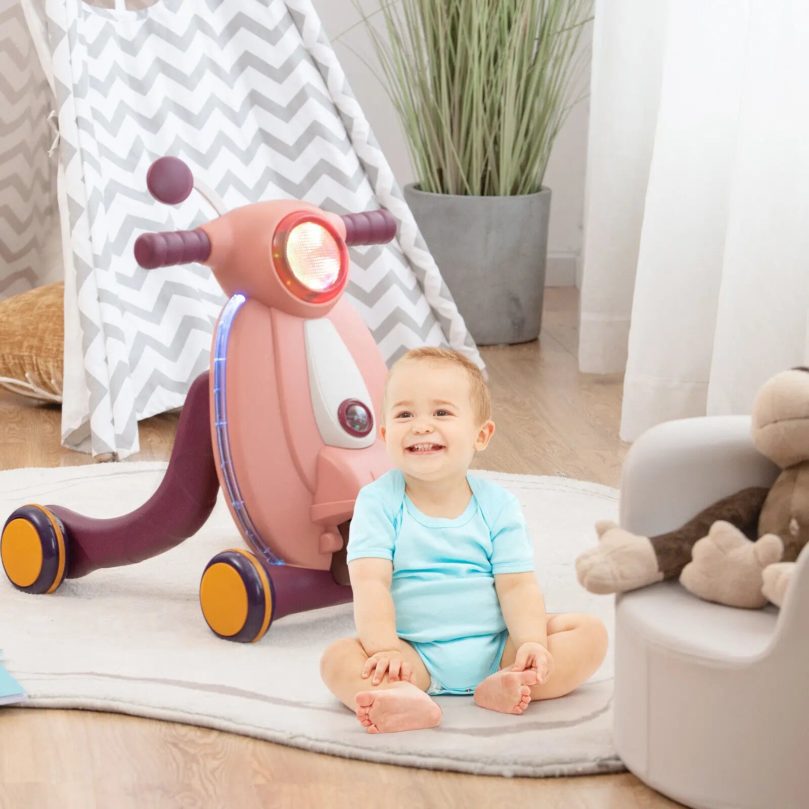 2 in 1 Sit to Stand Baby Push Along Walker