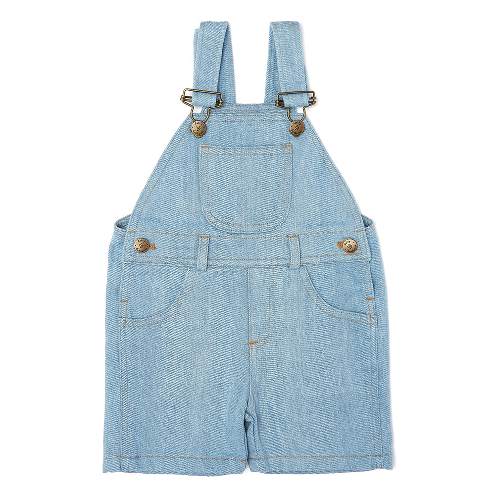Dotty Dungarees Dungaree Shorts - Pale Denim