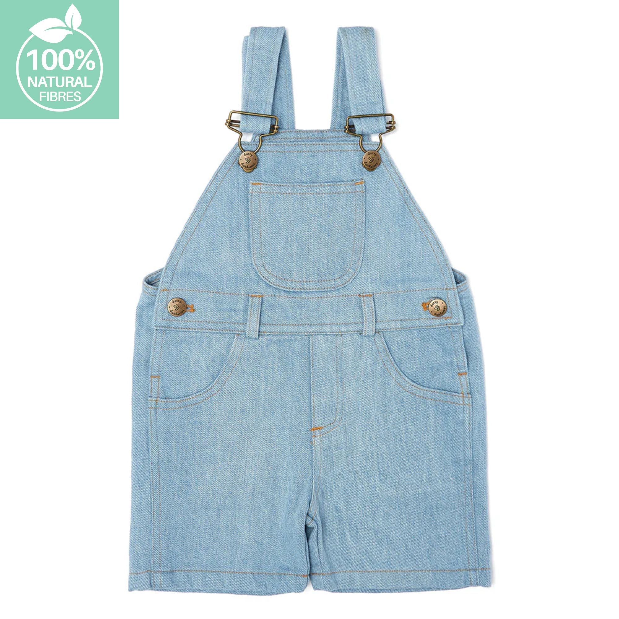 Dotty Dungarees Dungaree Shorts - Pale Denim