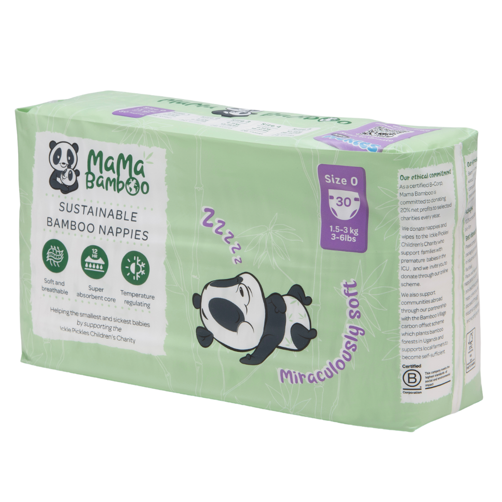Pack of Mama Bamboo sustainable bamboo nappies on a white background