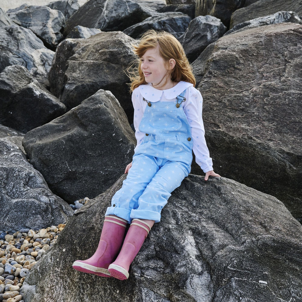 Dotty Dungarees - Ice Blue Snowflake