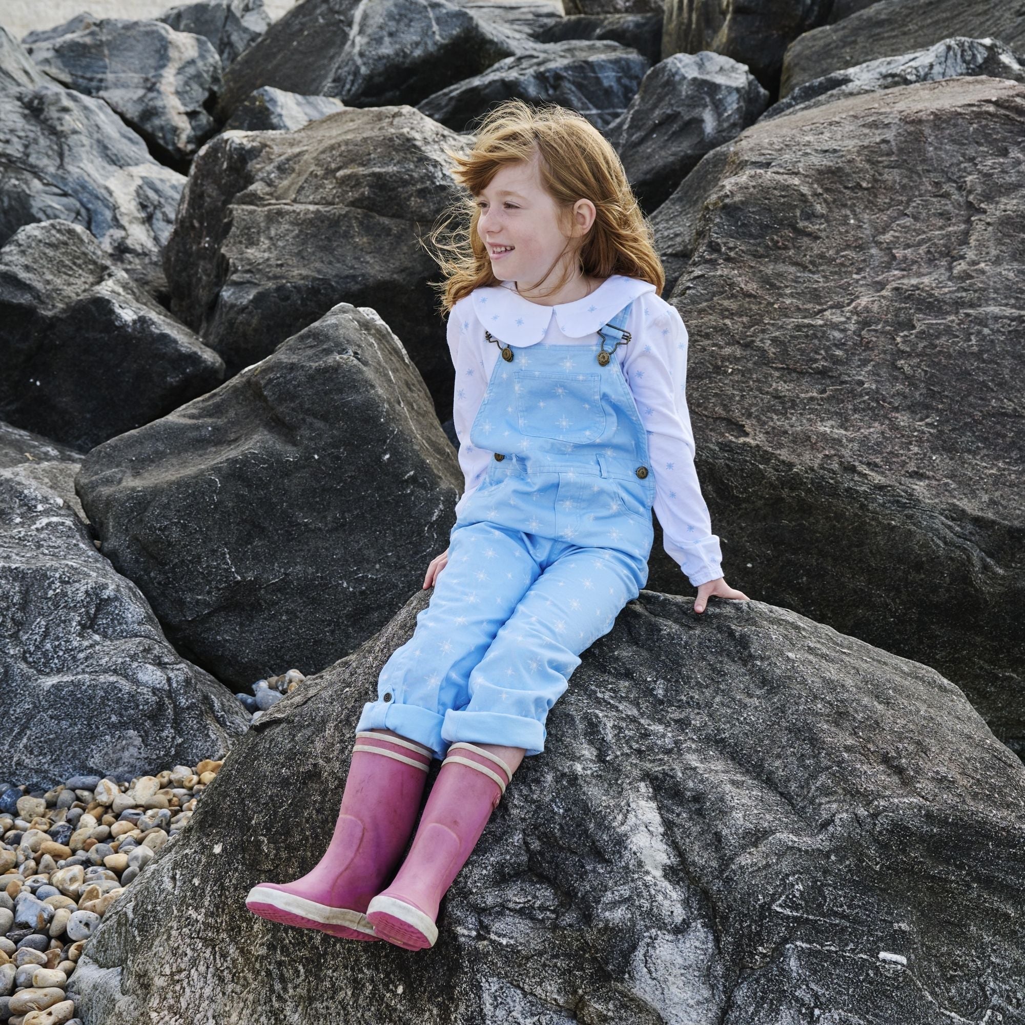 Dotty Dungarees - Ice Blue Snowflake