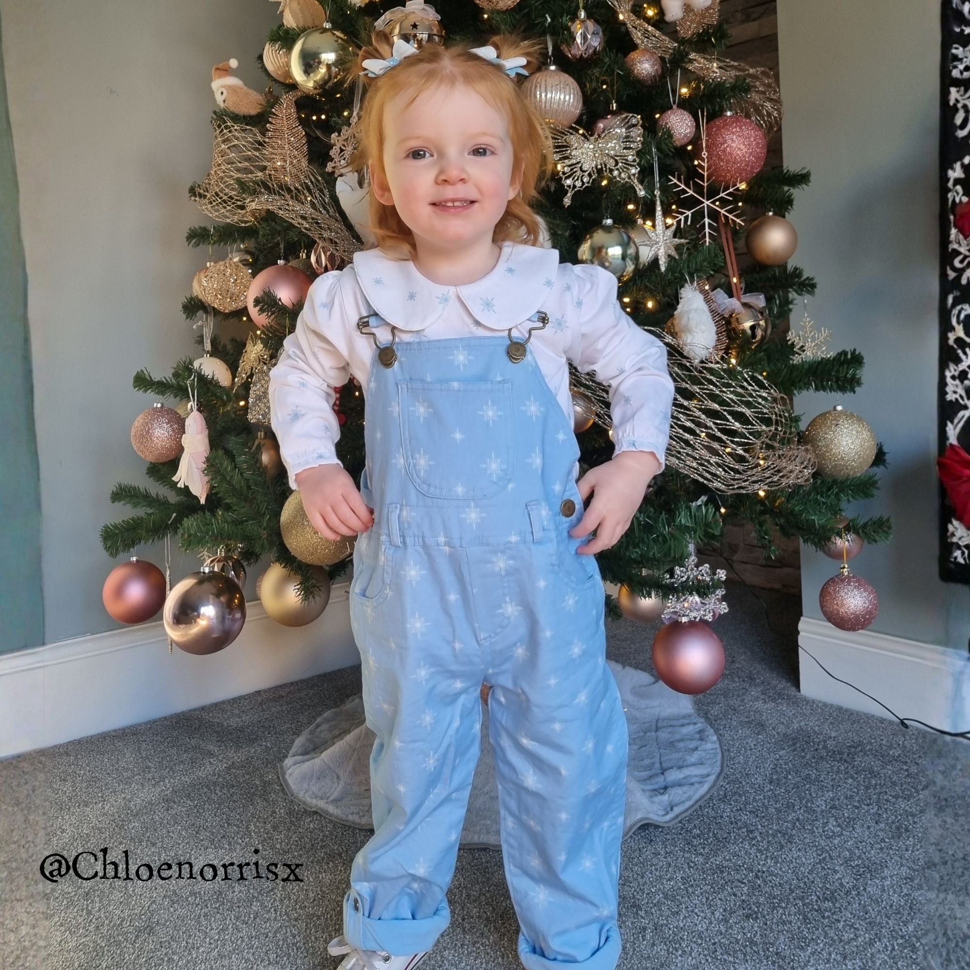 Dotty Dungarees - Ice Blue Snowflake