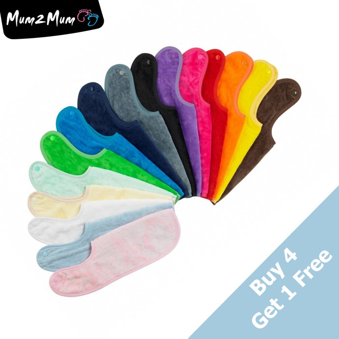 Buy 4 & Get 1 FREE | Mum 2 Mum Feeding Standard Wonder Baby Bibs 5 Pack