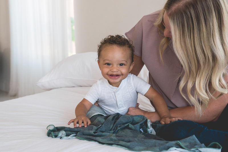 Copper Pearl Knitted Swaddle Blanket - Hunter