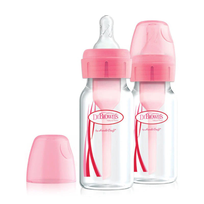Dr Brown's Options+ Narrow Neck Bottle - Pink - 120ml - 2 Pack