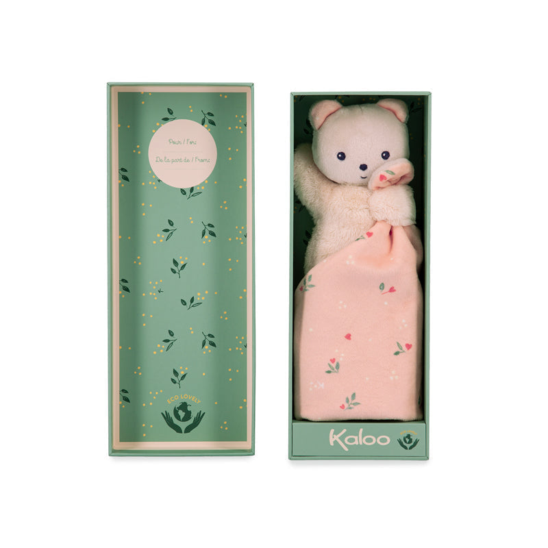 Kaloo Carre Douceur Doudou Bear - Leaves Of Love - 17cm
