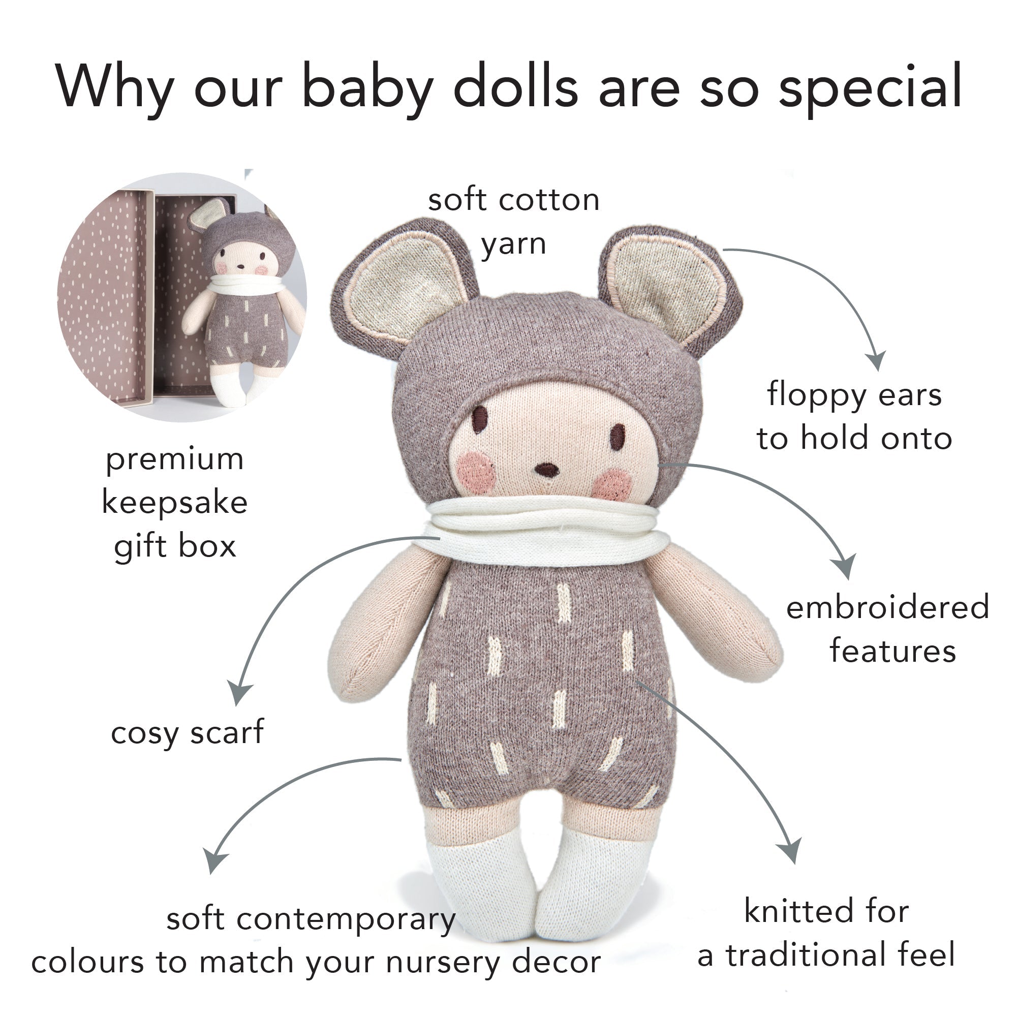 ThreadBear Design Baby Beau Knitted Doll