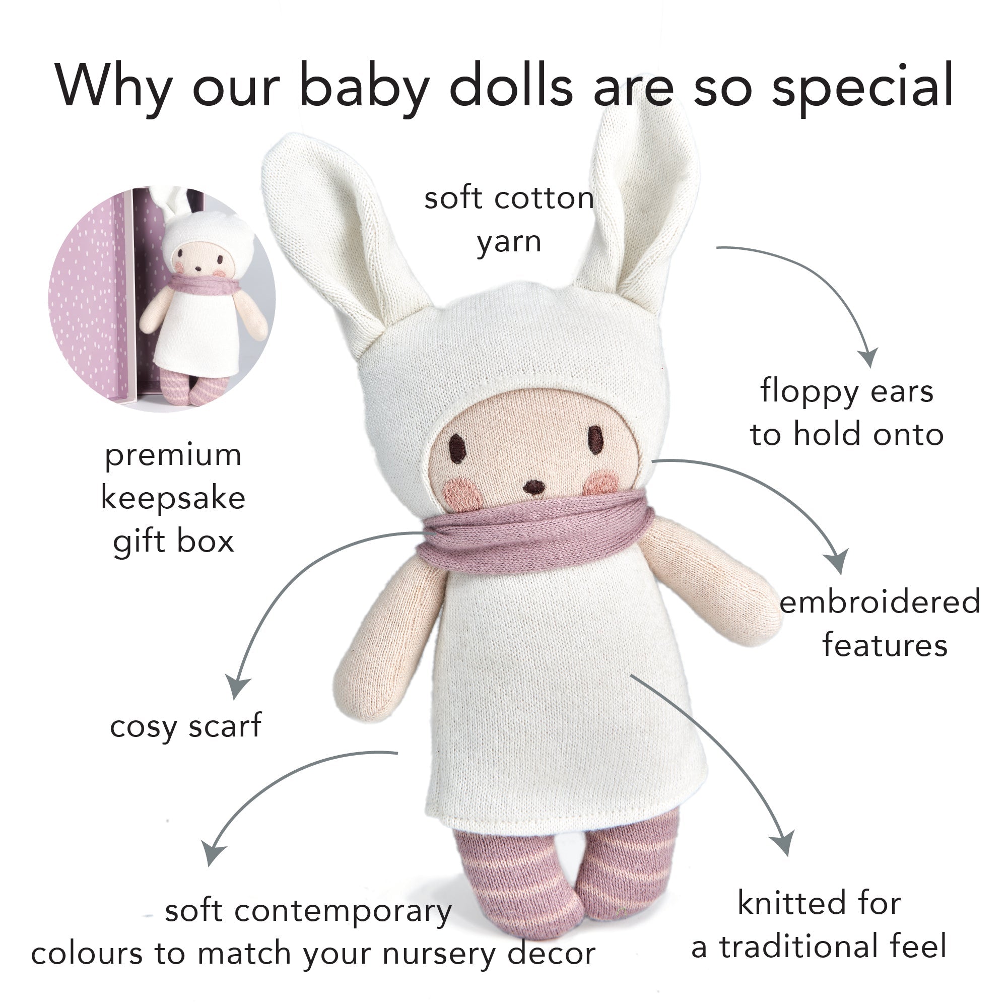 ThreadBear Design Baby Baba Knitted Doll