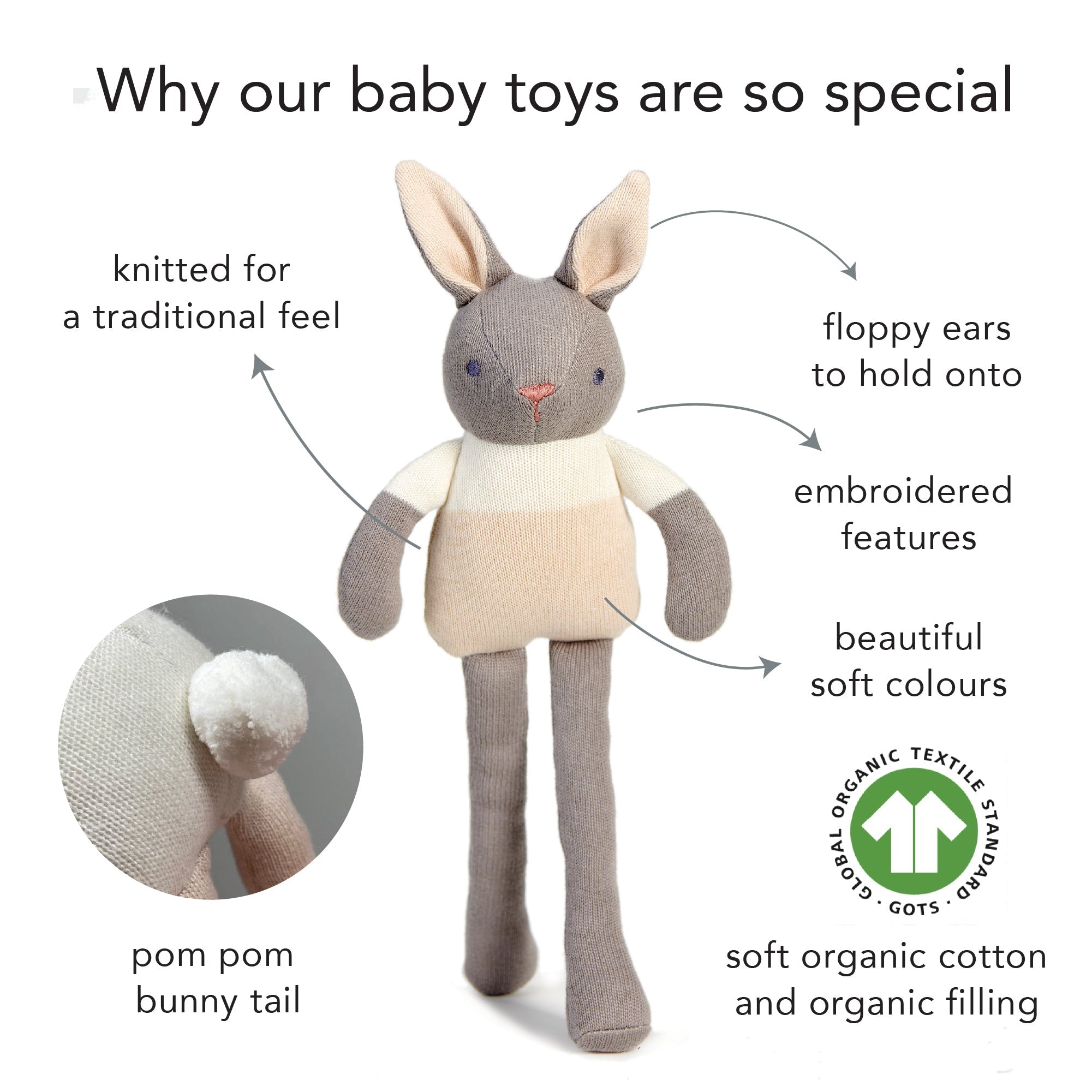 Baby Threads Grey Bunny Doll