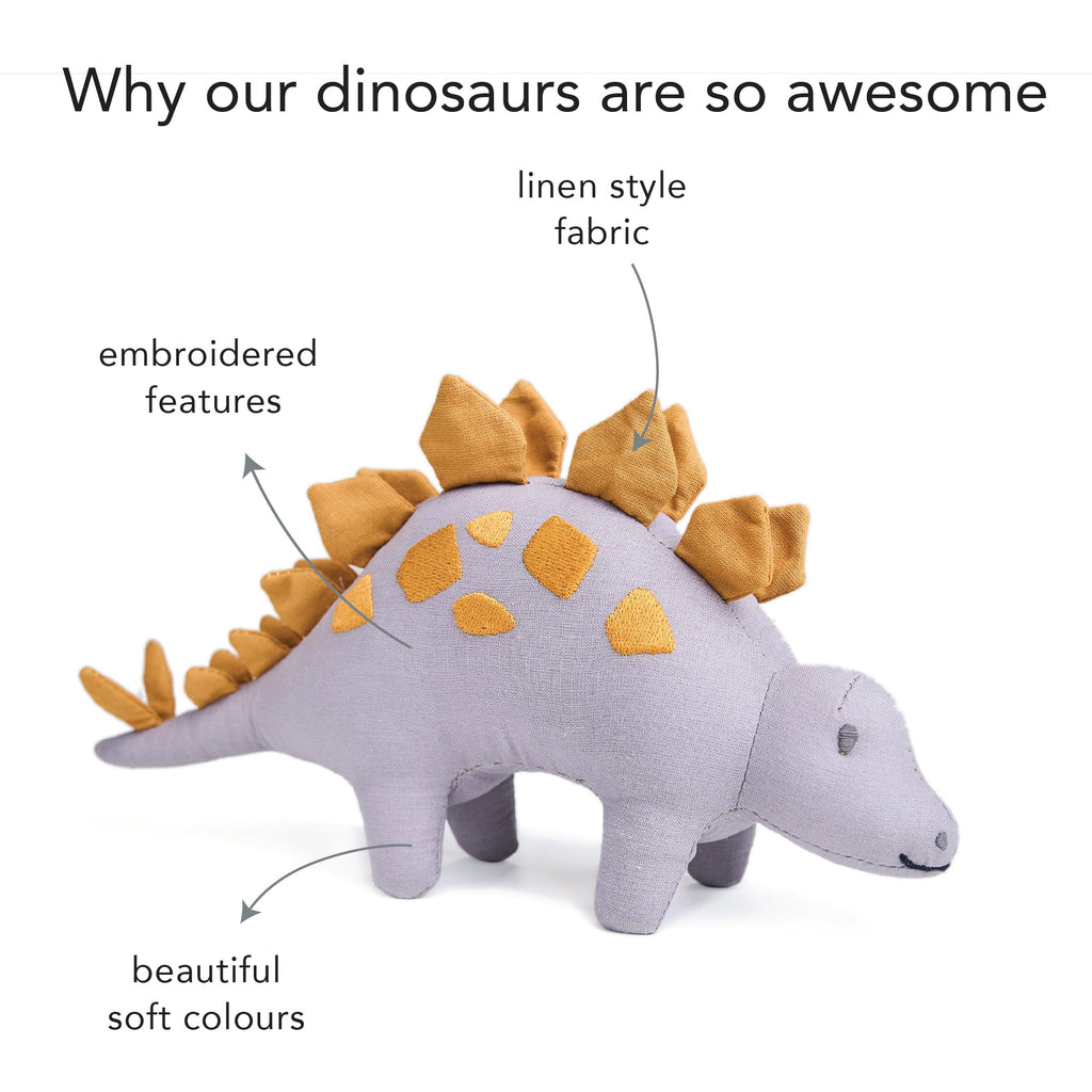 ThreadBear Design Steggy Linen Dinosaur Toy