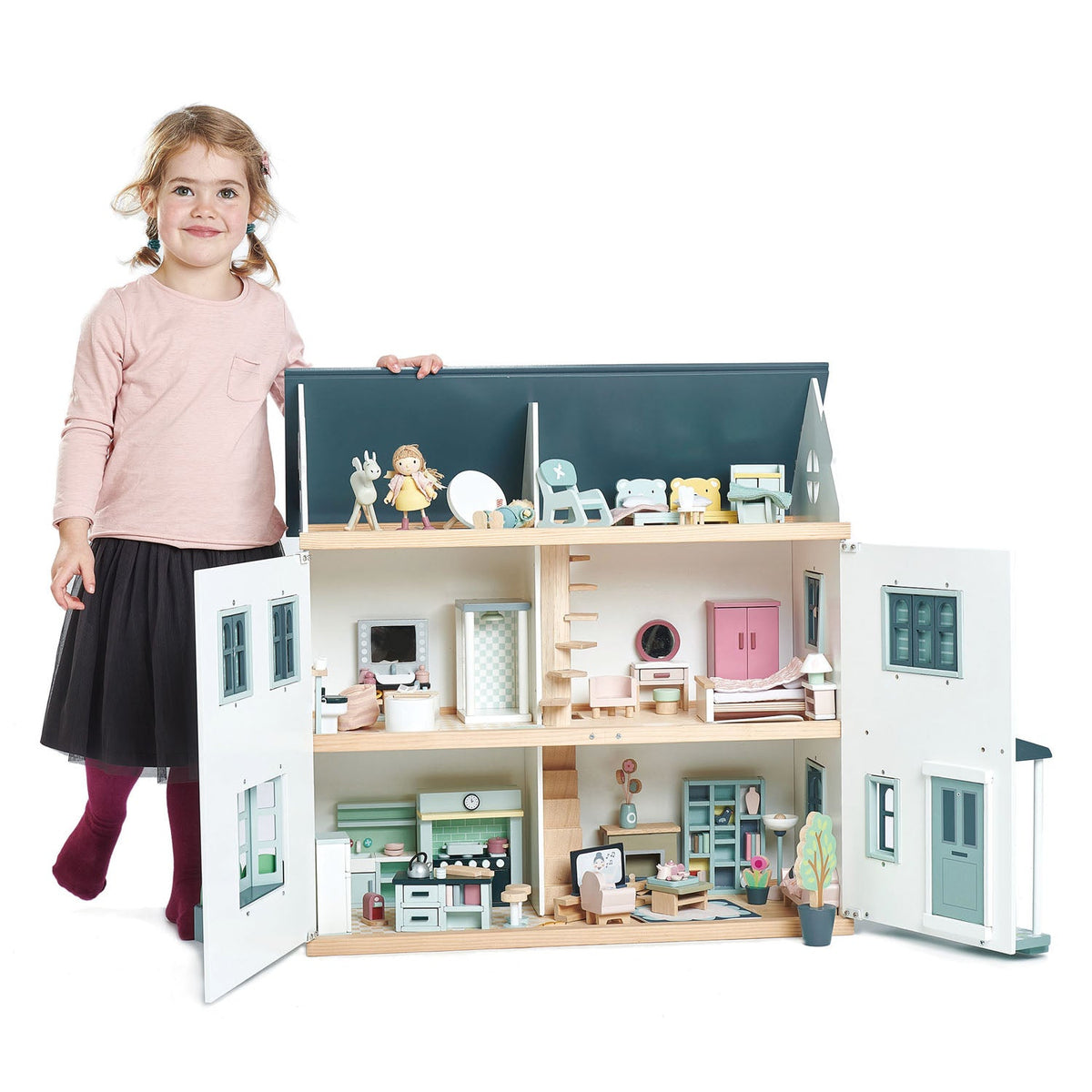 Tender Leaf Toys Wooden Dolls House Furniture Set - Bedroom