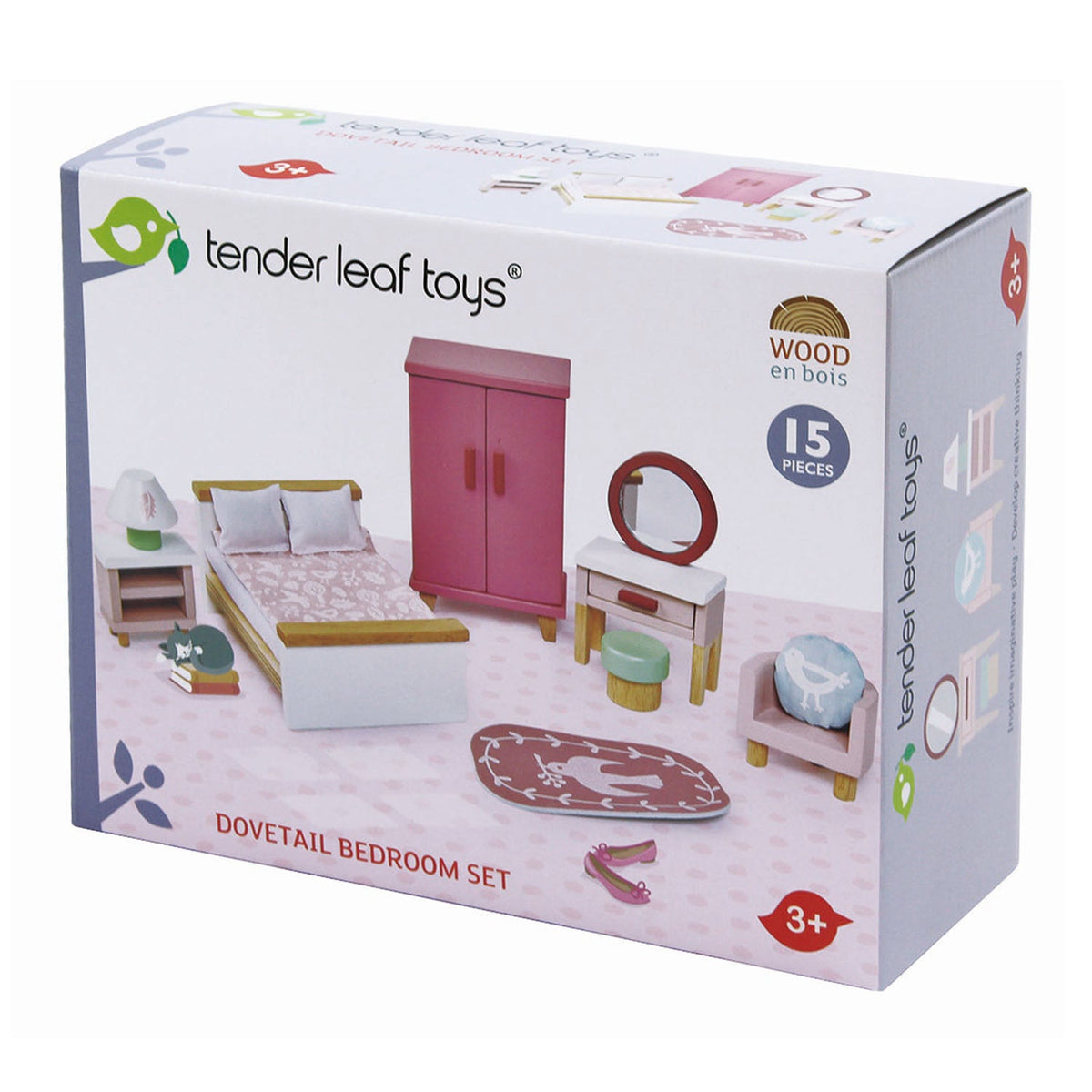 Tender Leaf Toys Wooden Dolls House Furniture Set - Bedroom