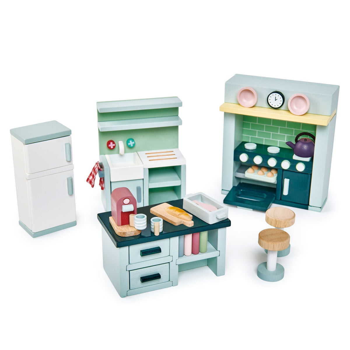 Tender Leaf Toys Dovetail Dolls House and Five Room Furniture Set Bundle