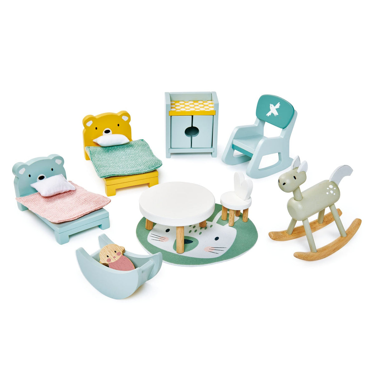 Tender Leaf Toys Wooden Dolls House Furniture Set - Children's Bedroom