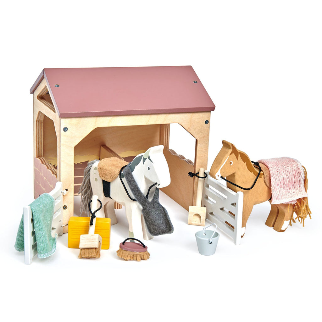 Wooden Stables Dolls House Furniture Set