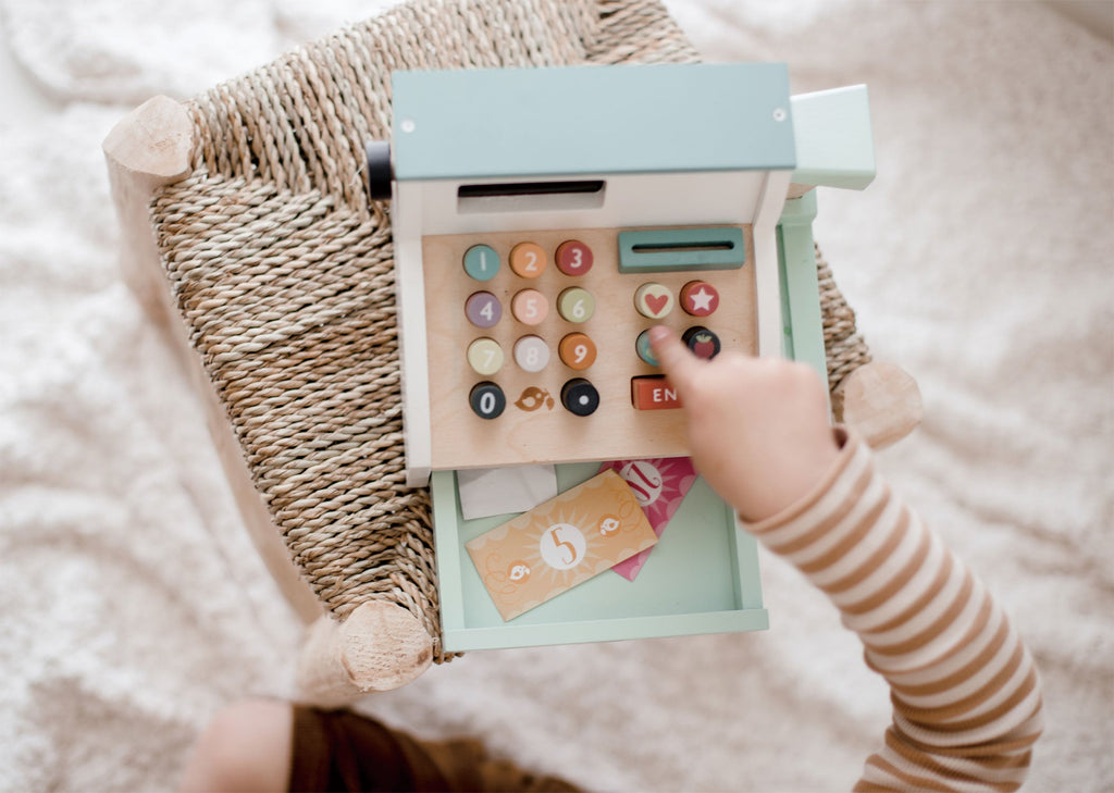 Wooden General Stores Till with Play Money