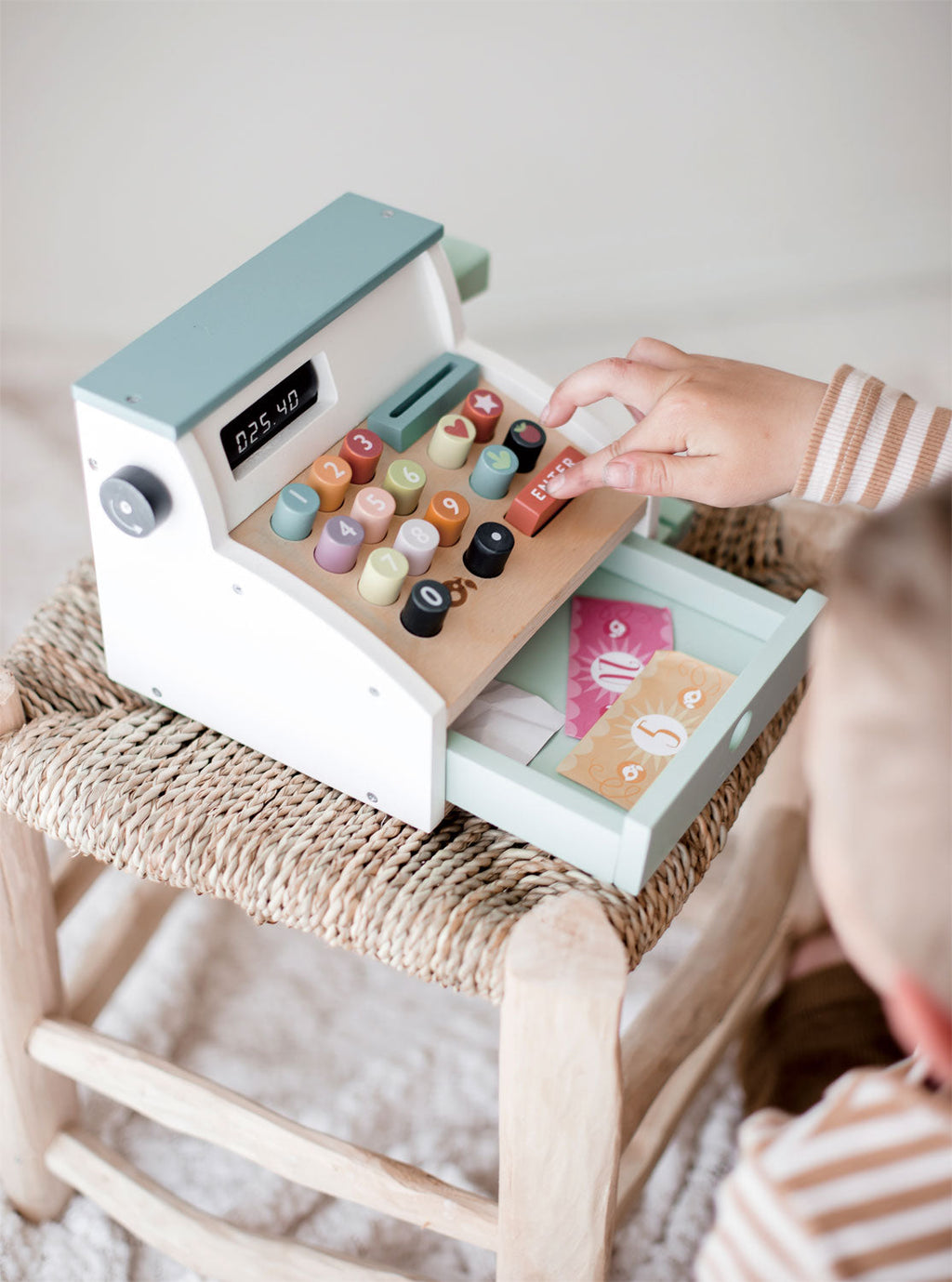 Wooden General Stores Till with Play Money