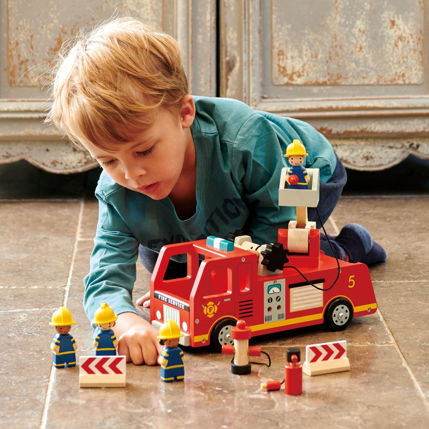Wooden Fire Engine Playset