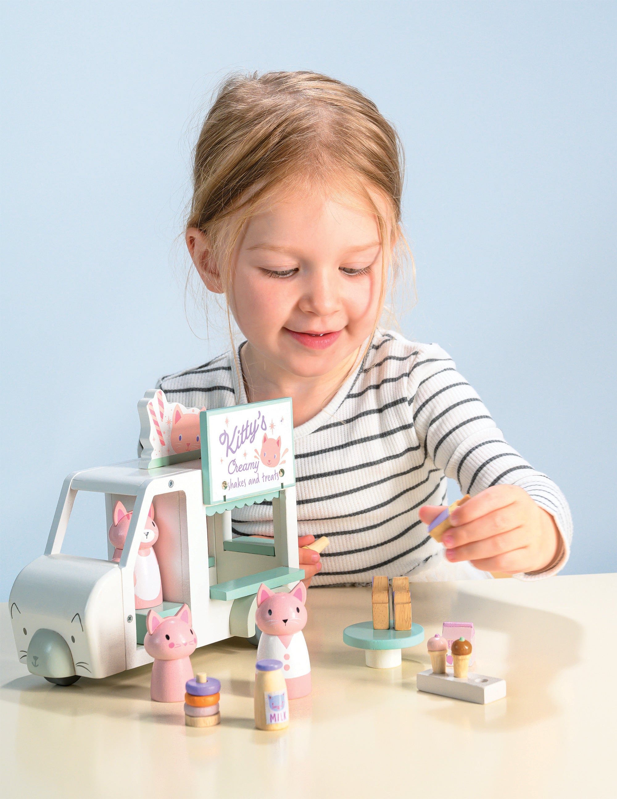 Wooden Kitty's Milkshake Van Playset